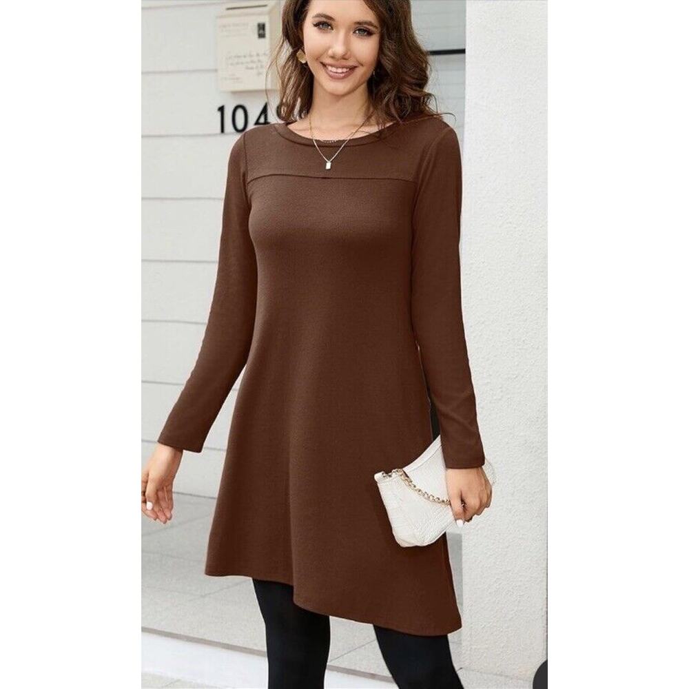 Brown High Low Tunic Dress Womens S Igenjun NWT